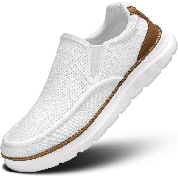 👑Closed Toe Loafers Sneakers Men's White Mesh Slip On Lightweight Soft Sole